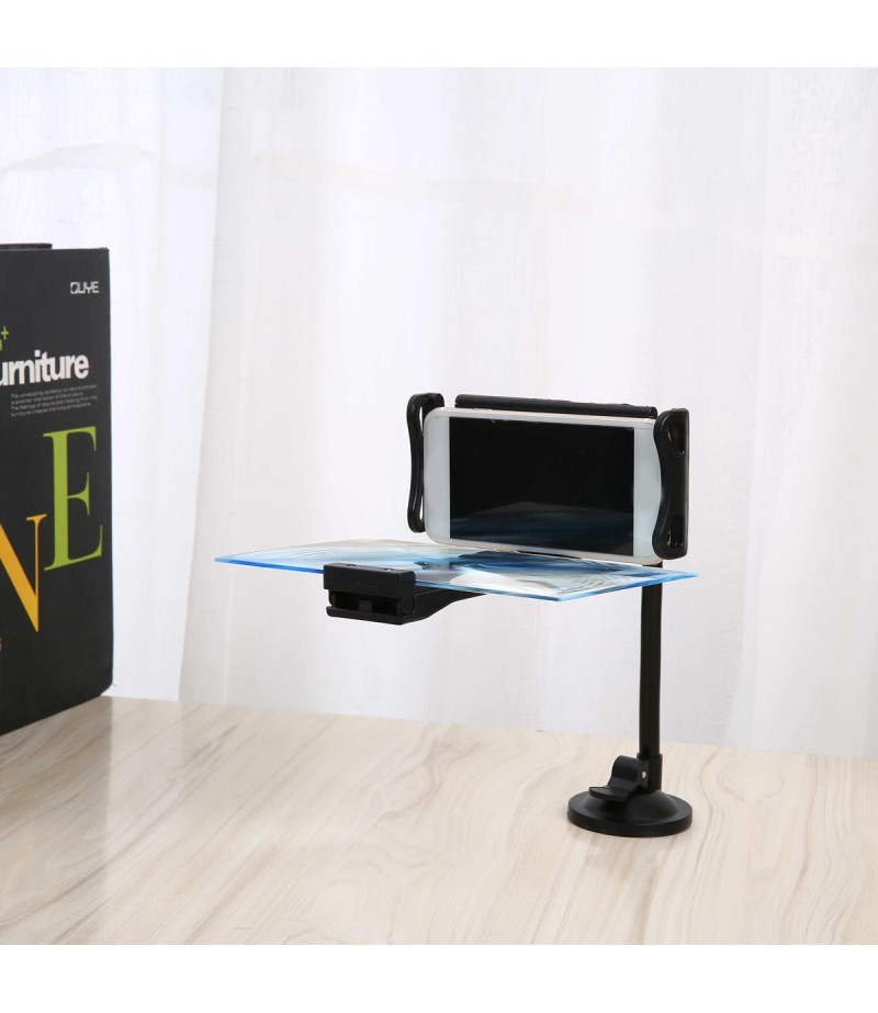 12'' Folding Mobile Phone Screen Magnifier Suction Cup 3D HD Screen Amplifier Stand Bracket - White