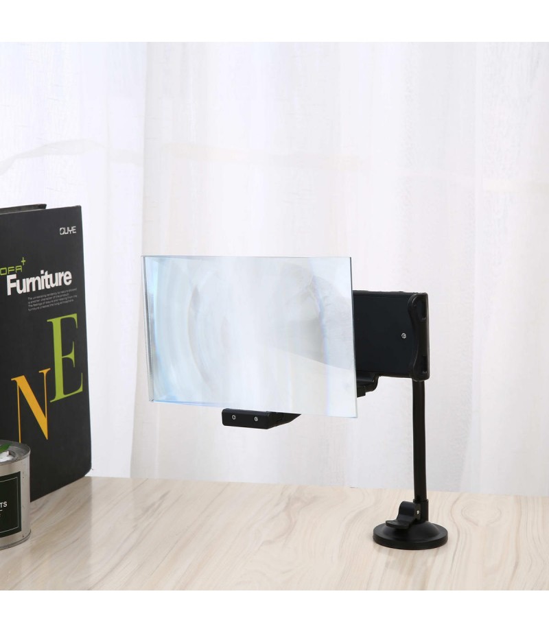 12'' Folding Mobile Phone Screen Magnifier Suction Cup 3D HD Screen Amplifier Stand Bracket - White