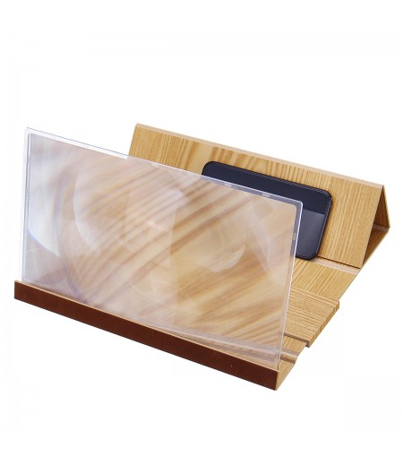 14" Wood 3D HD Phone Screen Magnifier Video Movie Amplifier For Smart Phone iPhone Samsung Huawei  - Coffee