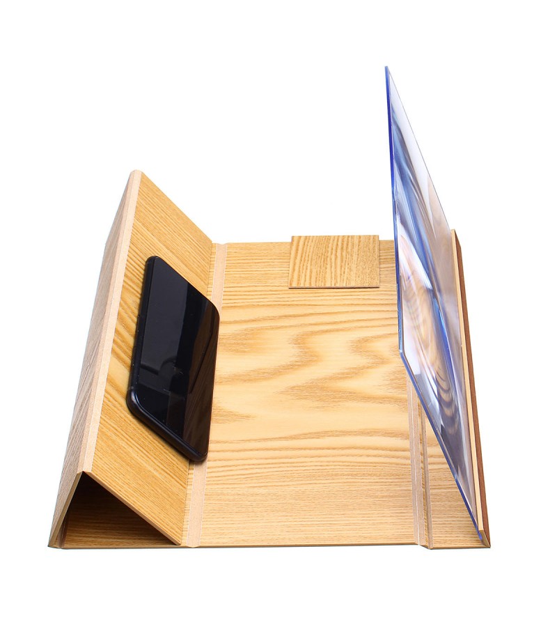 14" Wood 3D HD Phone Screen Magnifier Video Movie Amplifier For Smart Phone iPhone Samsung Huawei  - Coffee