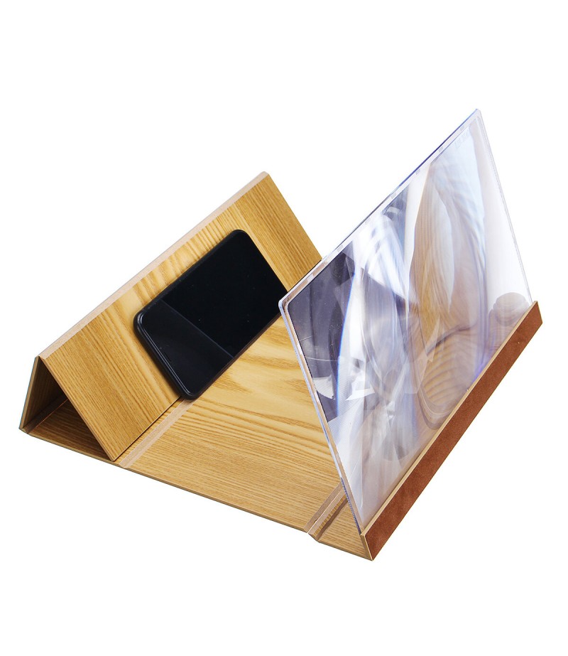 14" Wood 3D HD Phone Screen Magnifier Video Movie Amplifier For Smart Phone iPhone Samsung Huawei  - Coffee
