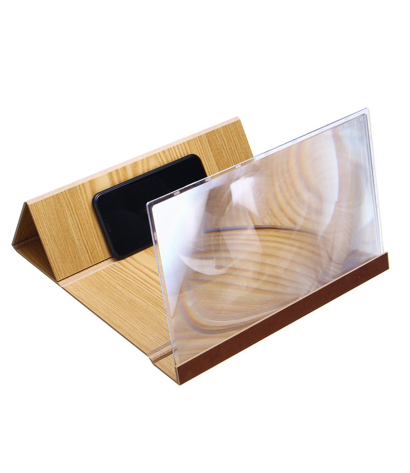 14" Wood 3D HD Phone Screen Magnifier Video Movie Amplifier For Smart Phone iPhone Samsung Huawei  - Coffee