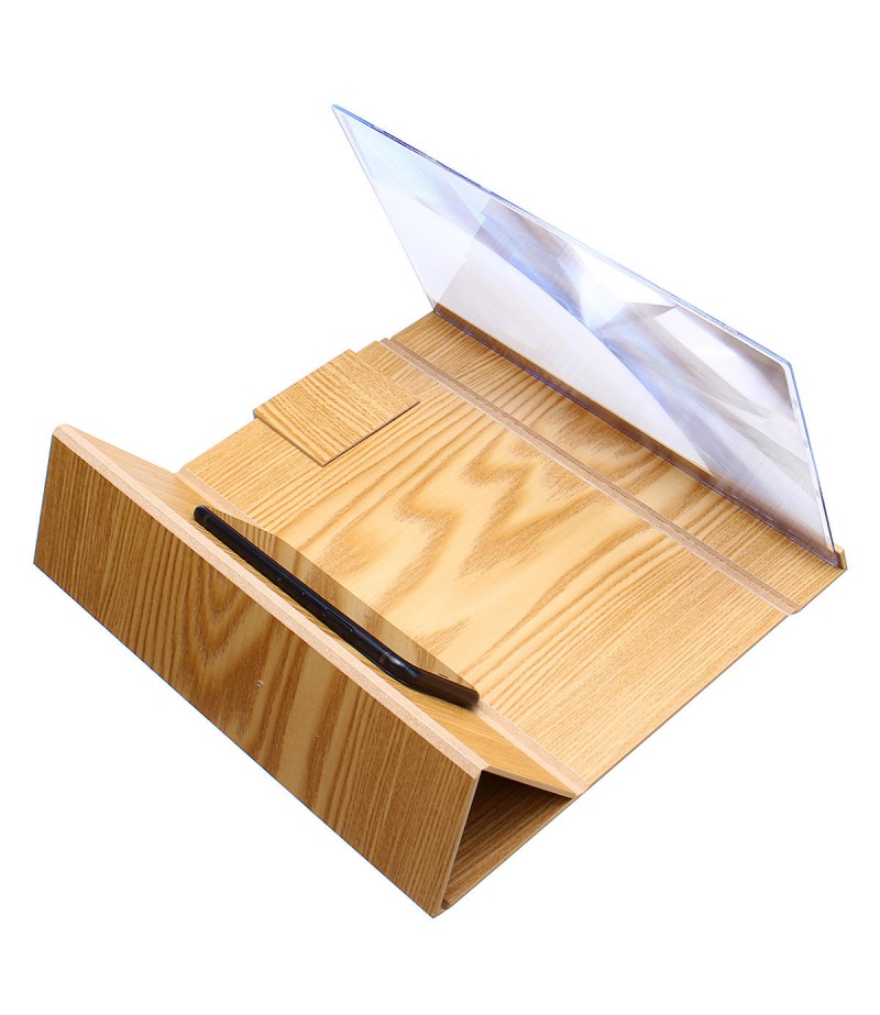14" Wood 3D HD Phone Screen Magnifier Video Movie Amplifier For Smart Phone iPhone Samsung Huawei  - Coffee