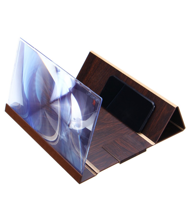 14" Wood 3D HD Phone Screen Magnifier Video Movie Amplifier For Smart Phone iPhone Samsung Huawei  - Coffee