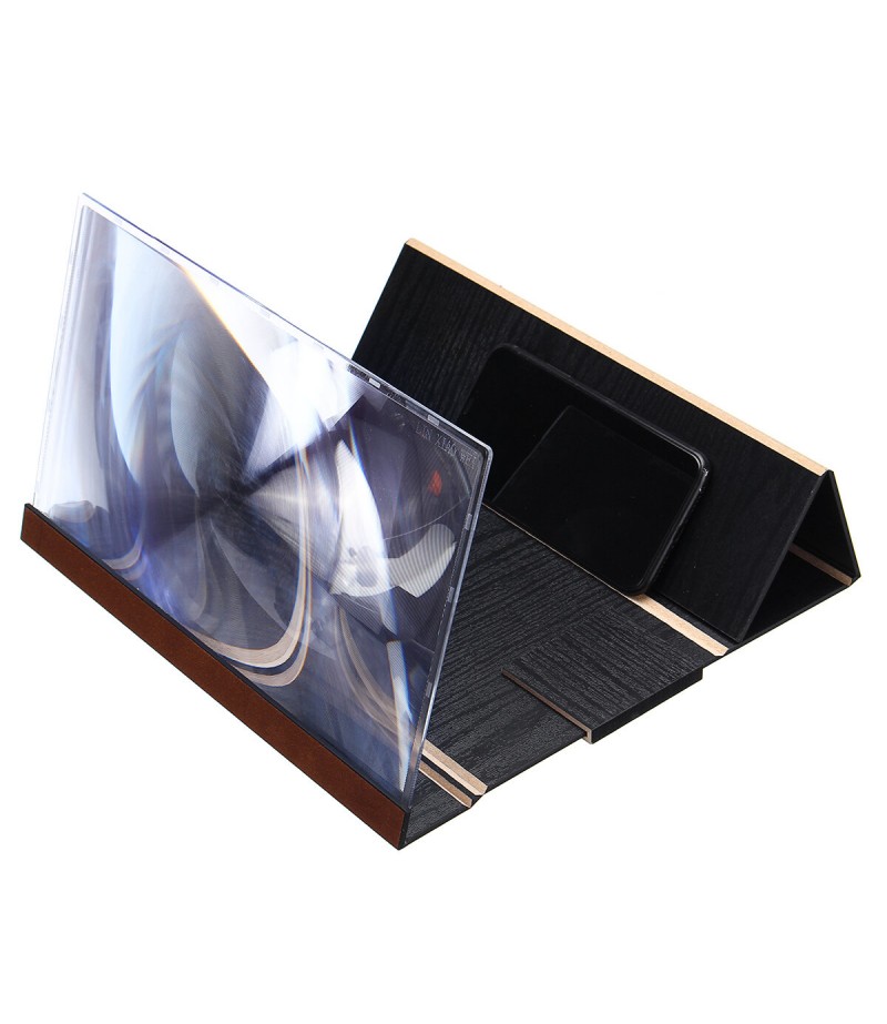 14" Wood 3D HD Phone Screen Magnifier Video Movie Amplifier For Smart Phone iPhone Samsung Huawei  - Coffee