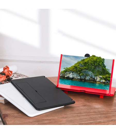 12 inch HD 3D Creative Foldable Phone Screen Magnifier Enlarge 3-4 Times Movie Video Screen Amplifier Lazy Desktop Mounts for al