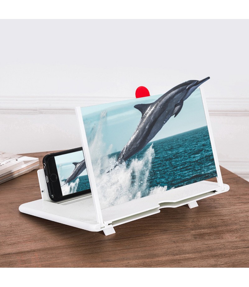 10/12 inch HD Screen Bracket Holder Phone Screen Amplifier Magnifier Stand Desktop Phone Holder - White 12