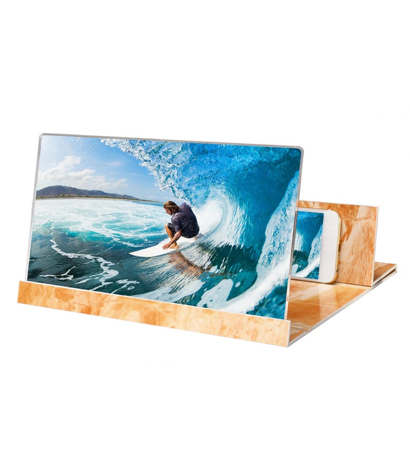 12" Wood Foldable 3D HD Phone Screen Magnifier Movie Video Amplifier For Smart Phone iPhone XS Max Samsung Galaxy S10+ - Black