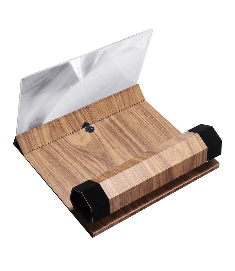 Stereoscopic Amplifying 12 Inch Desktop Wood Bracket Mobile Phone Video Screen Magnifier Amplifier Phone Holder Mount - 1