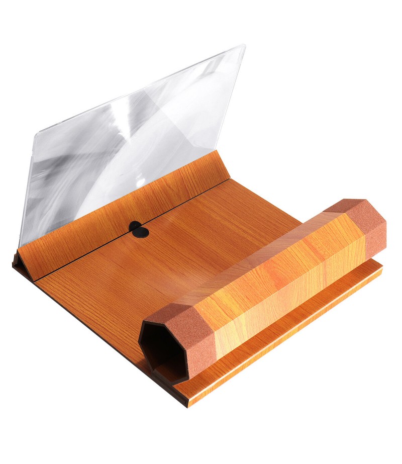 Stereoscopic Amplifying 12 Inch Desktop Wood Bracket Mobile Phone Video Screen Magnifier Amplifier Phone Holder Mount - 1