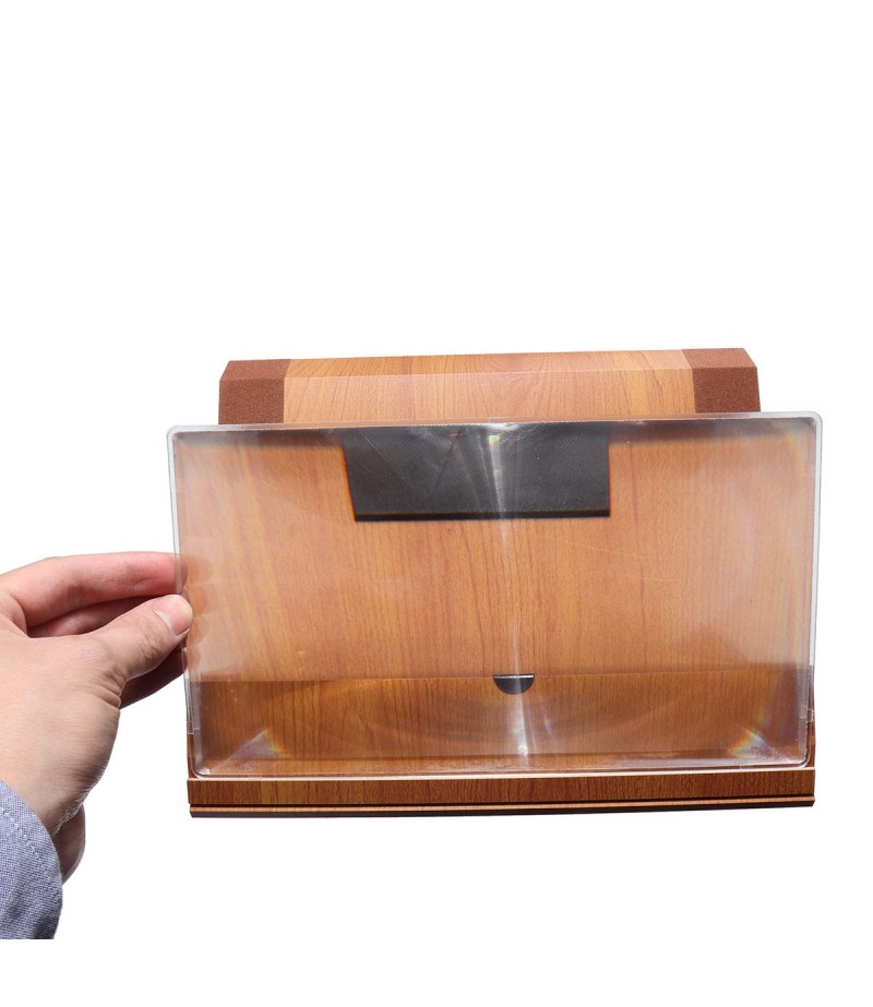 Stereoscopic Amplifying 12 Inch Desktop Wood Bracket Mobile Phone Video Screen Magnifier Amplifier Phone Holder Mount - 1