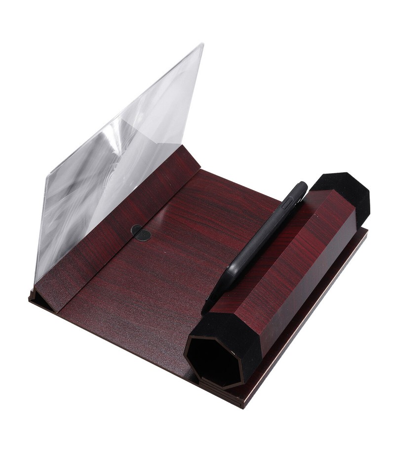 Stereoscopic Amplifying 12 Inch Desktop Wood Bracket Mobile Phone Video Screen Magnifier Amplifier Phone Holder Mount - 1