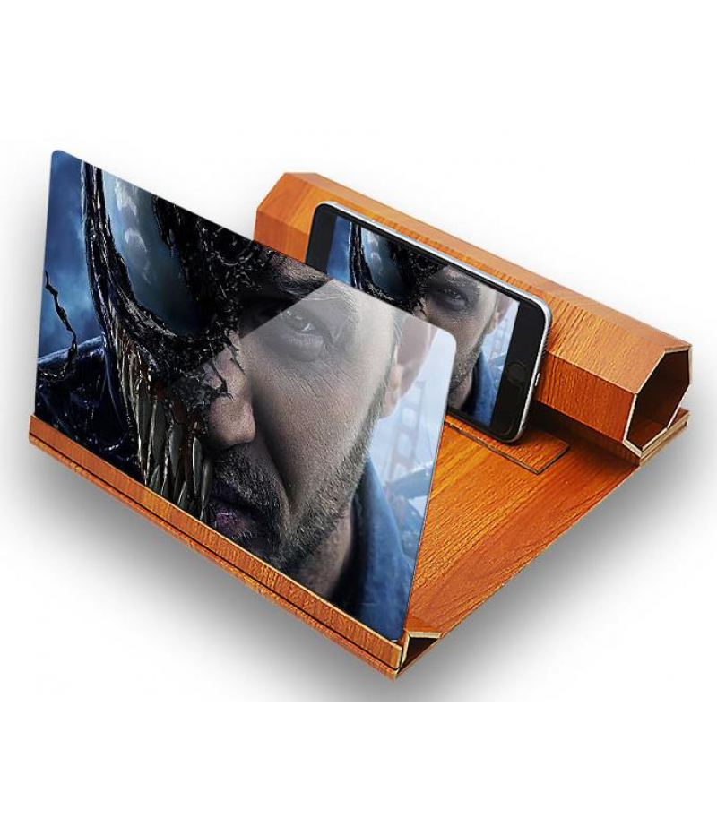 Stereoscopic Amplifying 12 Inch Desktop Wood Bracket Mobile Phone Video Screen Magnifier Amplifier Phone Holder Mount - 1
