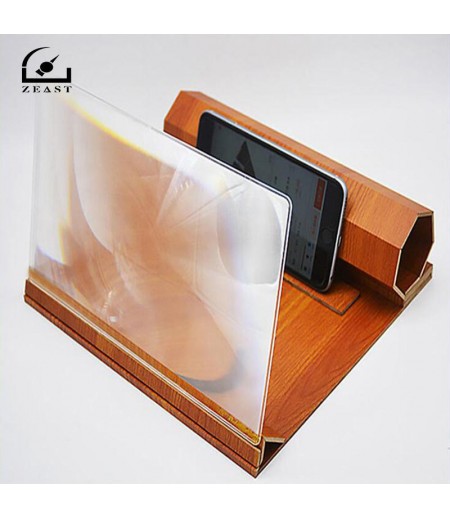 Stereoscopic Amplifying 12 Inch Desktop Wood Bracket Mobile Phone Video Screen Magnifier Amplifier Phone Holder Mount - 1