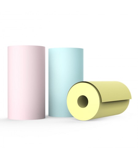 57*25 3/5 Rolls Pure Color Clear Photo Printing Paper Roll for Pocket Thermal Printer -  Yellow