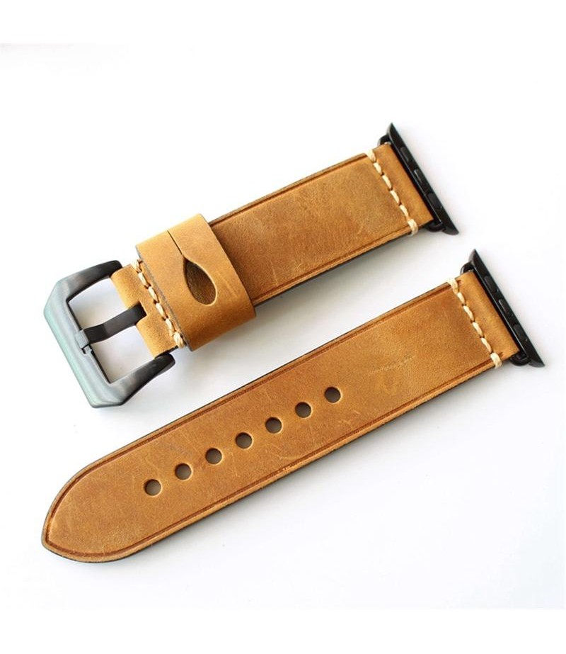 Crazy Horse Genuine Leather Watch Band For Apple Watch Series 1/ Series 2 38/42mm - 38mm Grey