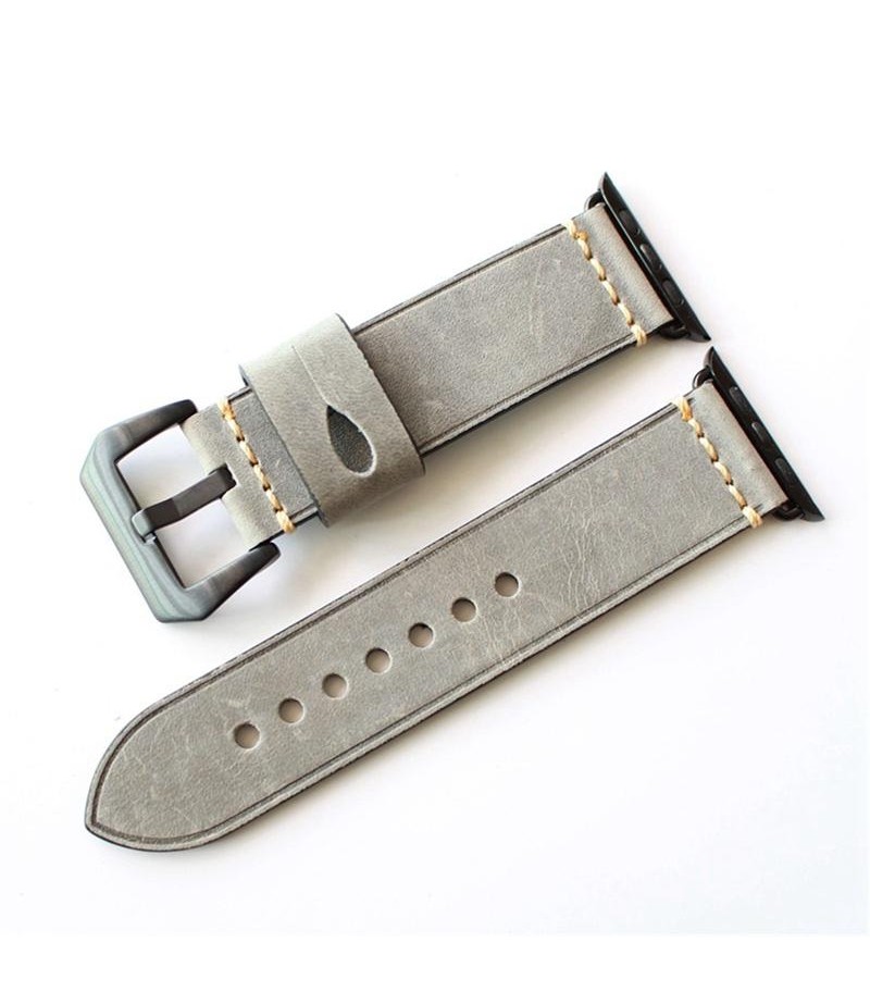 Crazy Horse Genuine Leather Watch Band For Apple Watch Series 1/ Series 2 38/42mm - 38mm Grey