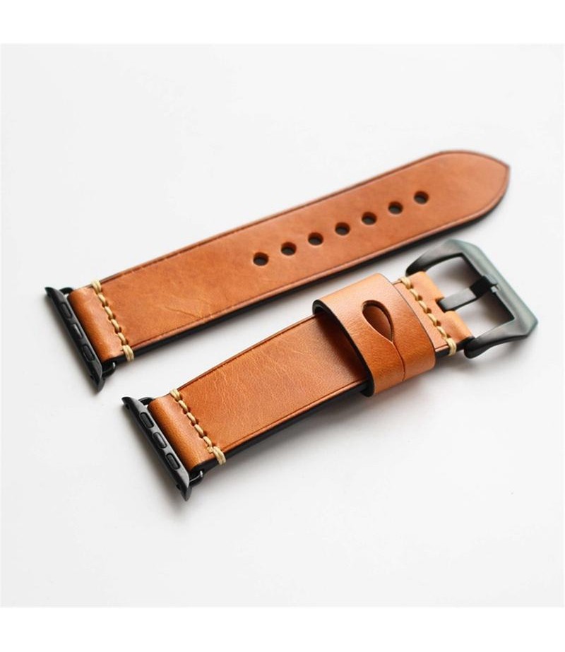 Crazy Horse Genuine Leather Watch Band For Apple Watch Series 1/ Series 2 38/42mm - 38mm Grey