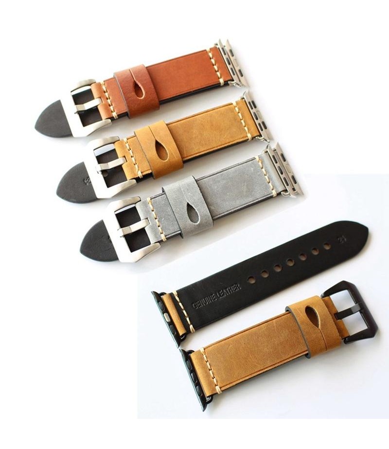 Crazy Horse Genuine Leather Watch Band For Apple Watch Series 1/ Series 2 38/42mm - 38mm Grey